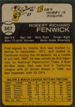 Bob Fenwick  baseball card collectible - Main Image 2