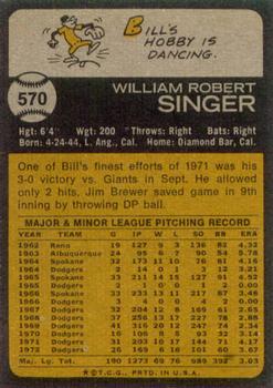 Bill Singer  baseball card collectible - Main Image 2