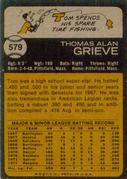 Tom Grieve  baseball card collectible - Main Image 2
