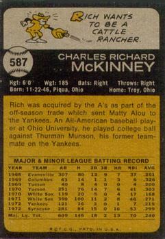 Rich McKinney  baseball card collectible - Main Image 2