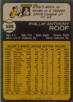 Phil Roof  baseball card collectible - Main Image 2