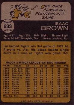 Ike Brown  baseball card collectible - Main Image 2