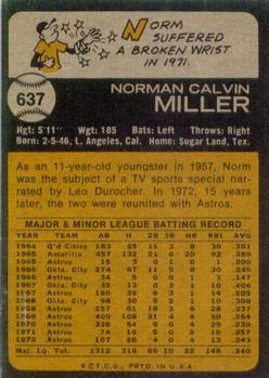 Norm Miller  baseball card collectible - Main Image 2