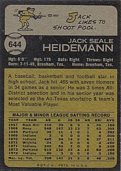 Jack Heidemann  baseball card collectible - Main Image 2
