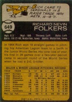 Rich Folkers  baseball card collectible - Main Image 2