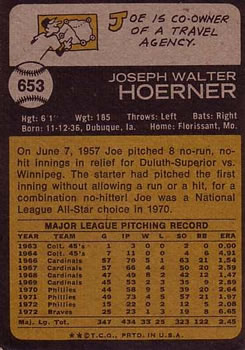 Joe Hoerner  baseball card collectible - Main Image 2