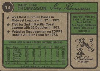 Gary Thomasson  baseball card collectible - Main Image 2