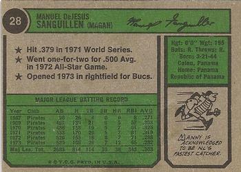 Manny Sanguillen  baseball card collectible - Main Image 2
