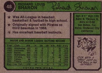 Dick Sharon  baseball card collectible - Main Image 2