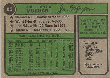 Joe Morgan  baseball card collectible - Main Image 2