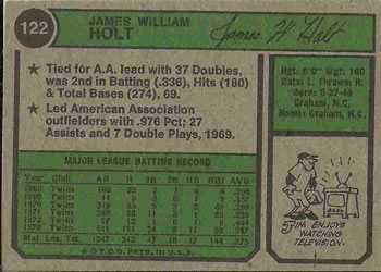 Jim Holt  baseball card collectible - Main Image 2