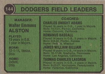 Dodgers Field Leaders (Walter Alston / Tom Lasorda / Jim Gilliam / Red Adams / Monty Basgall)  baseball card collectible - Main Image 2