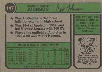 Bart Johnson  baseball card collectible - Main Image 2