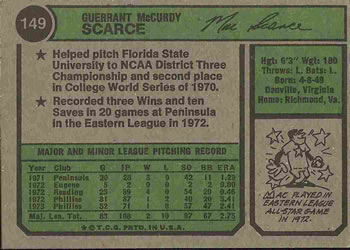 Mac Scarce  baseball card collectible - Main Image 2