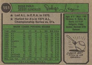 Diego Segui  baseball card collectible - Main Image 2