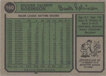 Brooks Robinson  baseball card collectible - Main Image 2