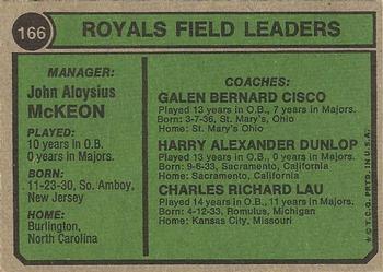 Royals Field Leaders (Jack McKeon / Charlie Lau / Galen Cisco / Harry Dunlop)  baseball card collectible - Main Image 2