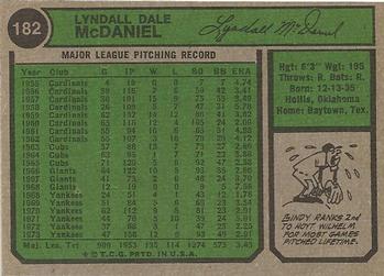 Lindy McDaniel  baseball card collectible - Main Image 2