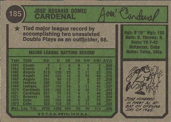 Jose Cardenal  baseball card collectible - Main Image 2