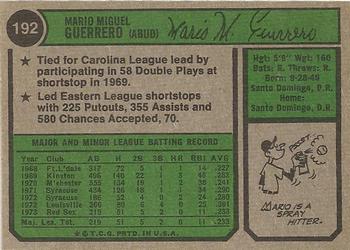 Mario Guerrero  baseball card collectible - Main Image 2