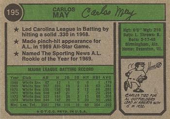 Carlos May  baseball card collectible - Main Image 2