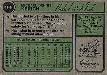 Mike Kekich  baseball card collectible - Main Image 2