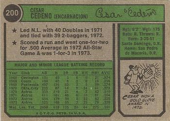 Cesar Cedeno  baseball card collectible - Main Image 2
