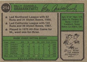 Billy Grabarkewitz  baseball card collectible - Main Image 2