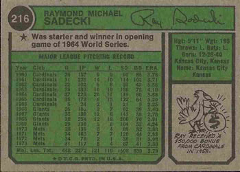 Ray Sadecki  baseball card collectible - Main Image 2
