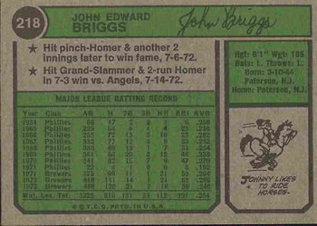 Johnny Briggs  baseball card collectible - Main Image 2