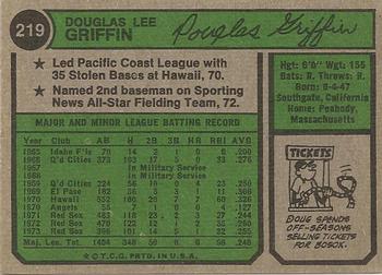 Doug Griffin  baseball card collectible - Main Image 2