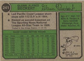 Glenn Beckert  baseball card collectible - Main Image 2