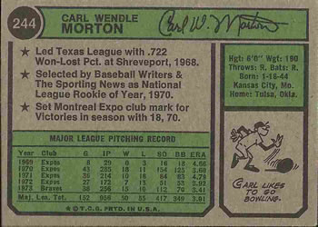 Carl Morton  baseball card collectible - Main Image 2