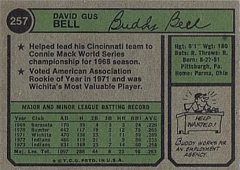 Buddy Bell  baseball card collectible - Main Image 2