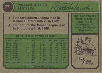 Bill Hands  baseball card collectible - Main Image 2