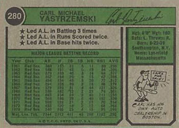 Carl Yastrzemski  baseball card collectible - Main Image 2