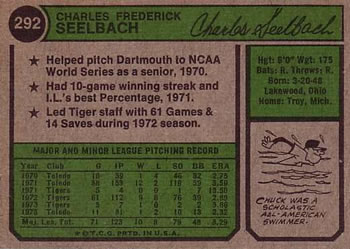 Chuck Seelbach  baseball card collectible - Main Image 2