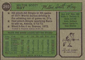 Milt May  baseball card collectible - Main Image 2