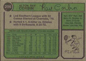 Ray Corbin  baseball card collectible - Main Image 2