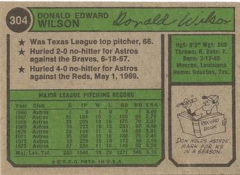 Don Wilson  baseball card collectible - Main Image 2