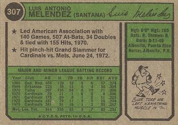 Luis Melendez  baseball card collectible - Main Image 2