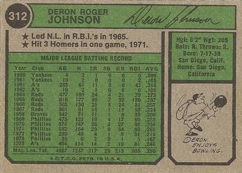 Deron Johnson  baseball card collectible - Main Image 2