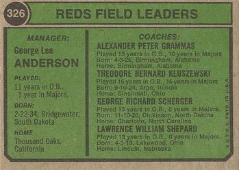 Reds Field Leaders (Sparky Anderson / Larry Shepard / George Scherger / Ted Kluszewski / Alex Grammas)  baseball card collectible - Main Image 2