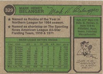 Mark Belanger  baseball card collectible - Main Image 2