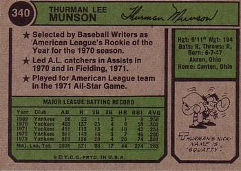 Thurman Munson  baseball card collectible - Main Image 2