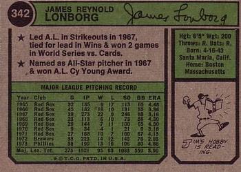 Jim Lonborg  baseball card collectible - Main Image 2
