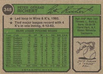 Pete Richert  baseball card collectible - Main Image 2
