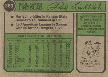 Paul Lindblad  baseball card collectible - Main Image 2