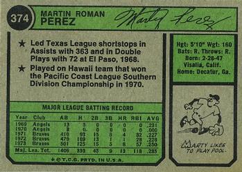 Marty Perez  baseball card collectible - Main Image 2