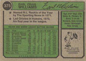 Earl Williams  baseball card collectible - Main Image 2